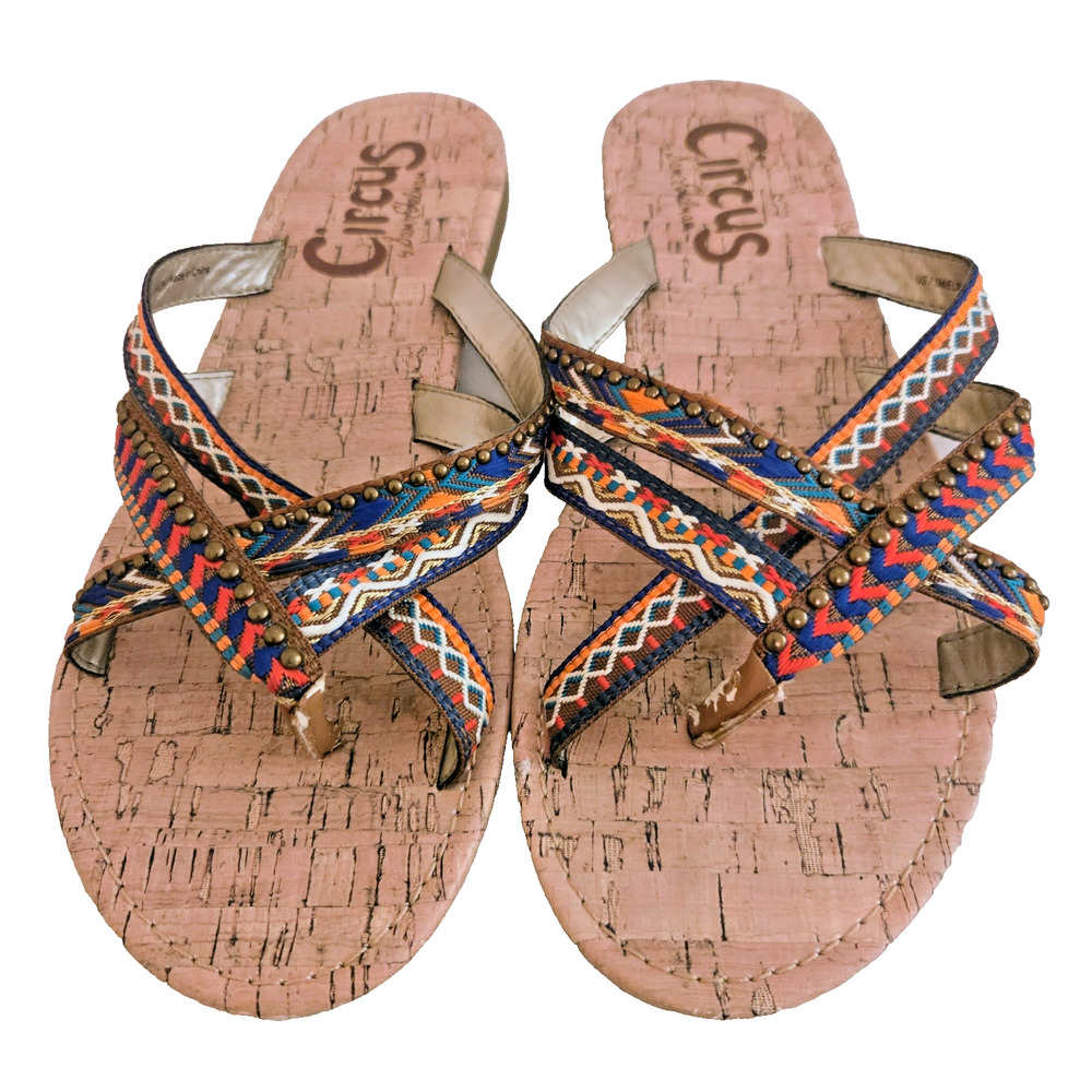Sam Edelman Women's Circus Flat Strappy Boho Hippie Sandal Thong Size 7.5 M